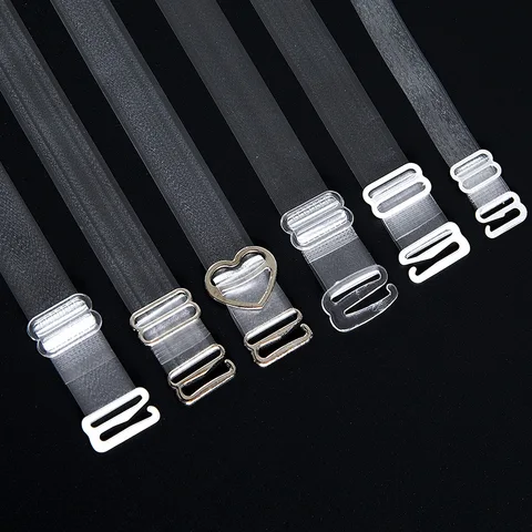 1Pair Women Transparent Bra Strap Silicone Non-Slip Adjustable Invisible Shoulder Straps Metal Hook Belts Underwear Accessories
