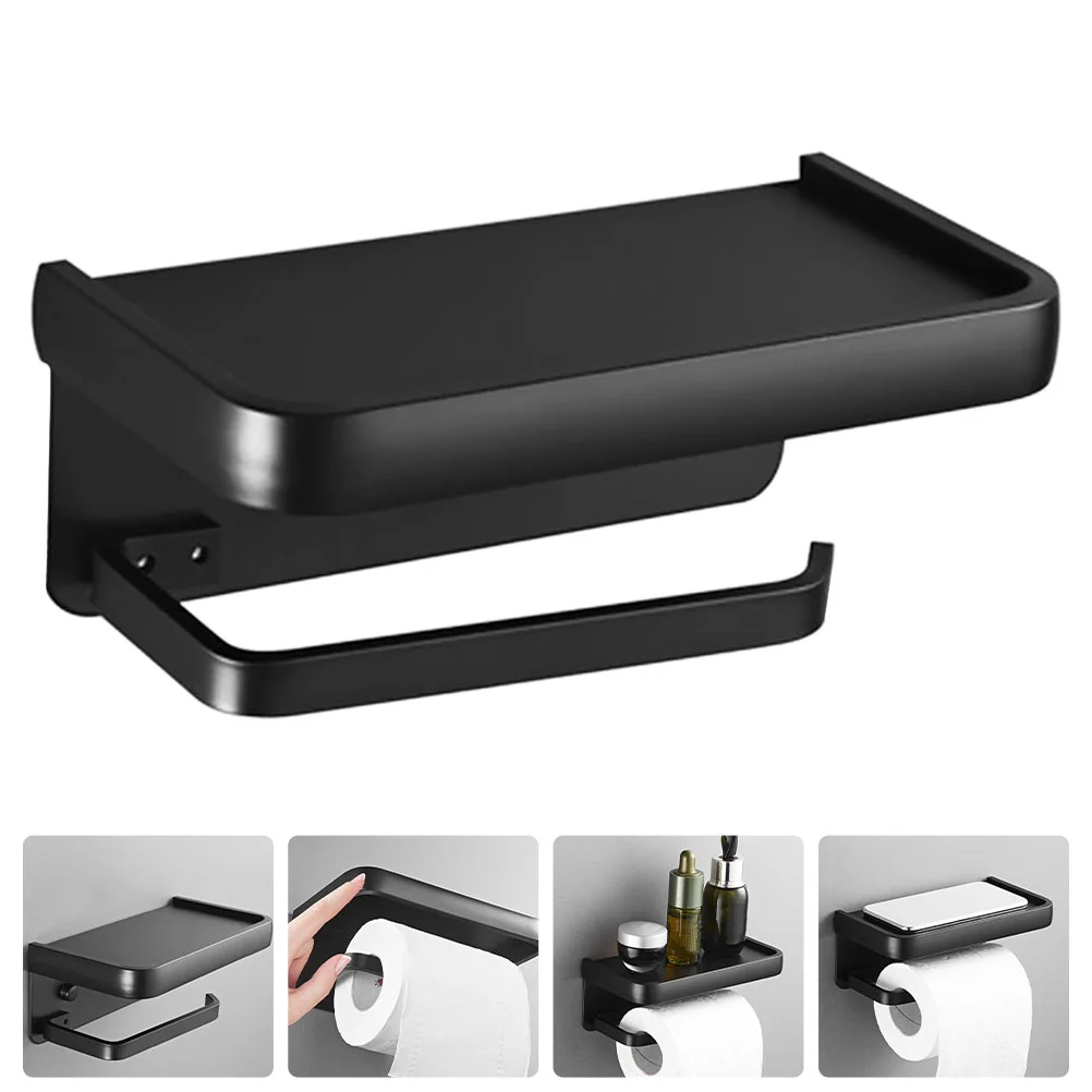 

Bathroom Toilet Holder Shelf: Wall Mounted Cell Holder Stand with Towel Bar Adhesive Bathroom Shelves for Kitchen