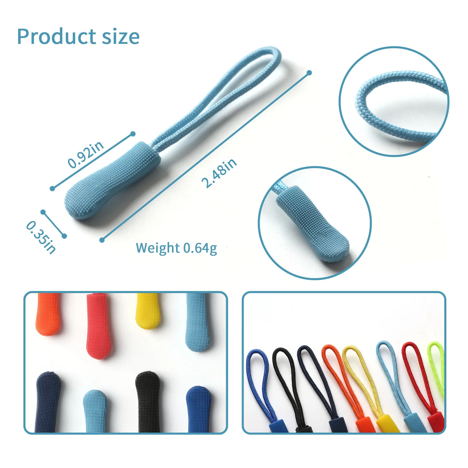

TPU Zipper Pull Puller End Fit Rope Tag Replacement Clip Broken Buckle Fixer Zip Cord Tab Travel Bag Suitcase Tent Backpack