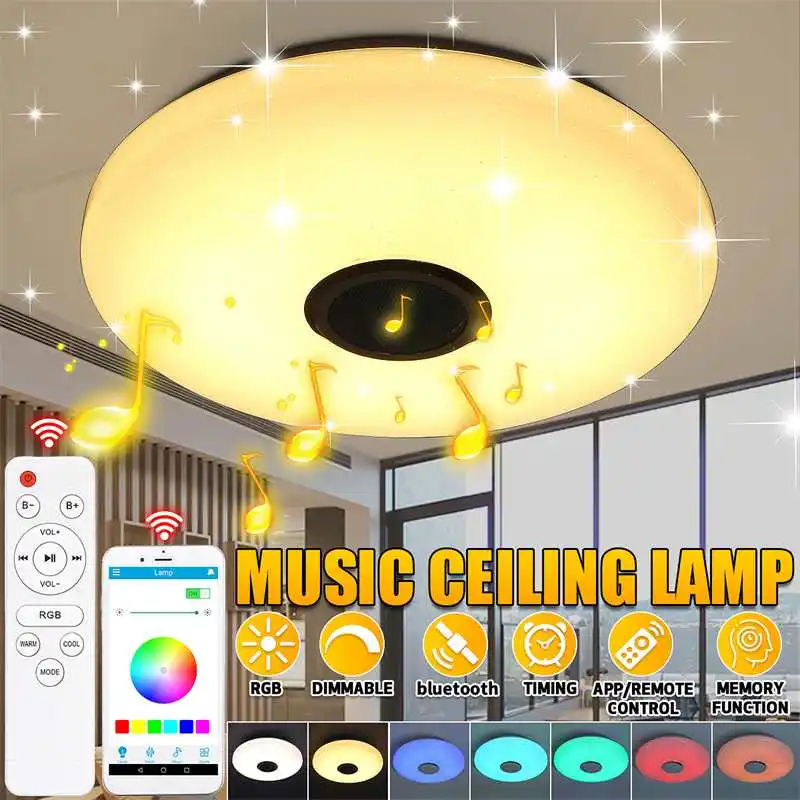 

300W Modern RGB Dimmable Music Ceiling Lamp Remote & APP Control LED Ceiling Light bluetooth Memory Function Lighting Fixture