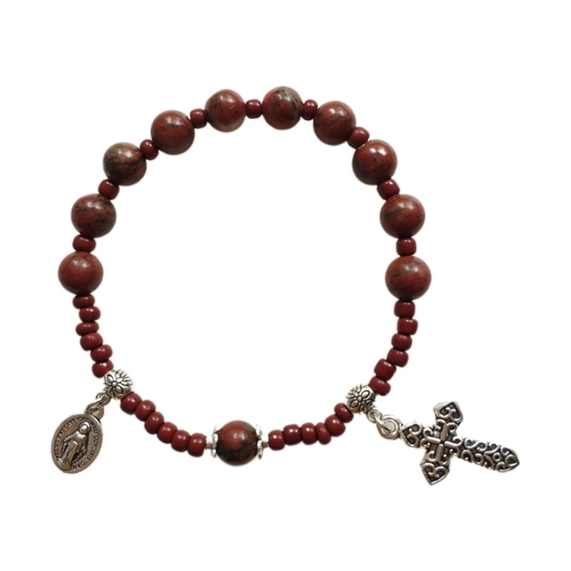 

Baptism Mini Rosary Sesame Red Glass Bead Bracelet Great for Christenin