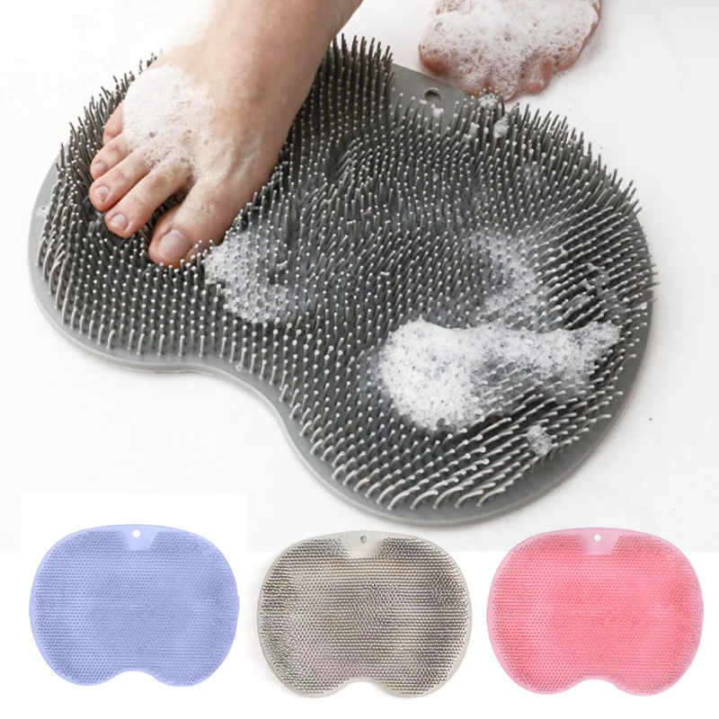 

Exfoliating Shower Massage Bathroom Non-slip Bath Mat Silicone Massage Brush Silicone Foot Scrubber Massage Pad Bath Accessories