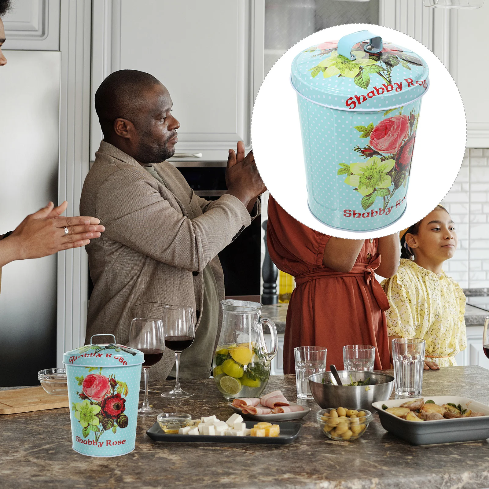 

Cookie Tins Round Farmhouse Galvanized Canister Dry Food Storage Container Gift Box Lid Metal Containers Festive Cookie