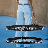 women men rock hardware jeans designer female waist belt punk style bead rivet belt alloy pin buckle pyramid strap waistband