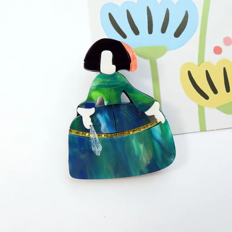 Фото YAOLOGE Personal Korean Style Cartoon Faceless Girl Brooch Acrylic Material Original Splicing Portrait Badge Party Gift Pins №3