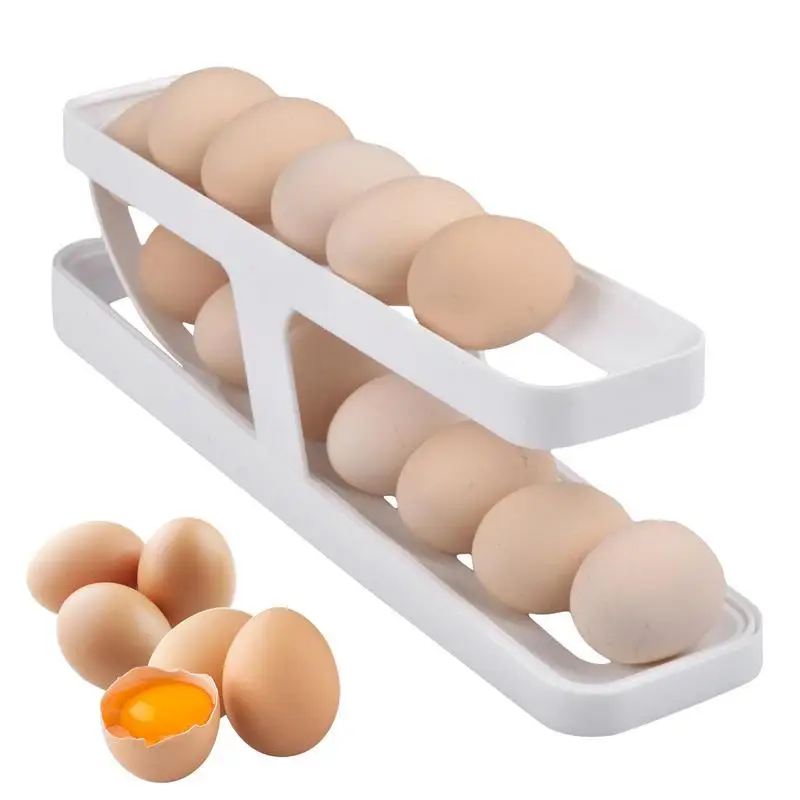 

Automatic Rolling Egg Holder Rack Fridge Egg Storage Box Egg Container Kitchen Refrigerator Egg Dispenser Fridge Organizer