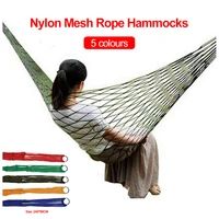 portable nylon mesh hammock sleeping bed for outdoor travel camping blue green red hanging folding patio swing chair furniture