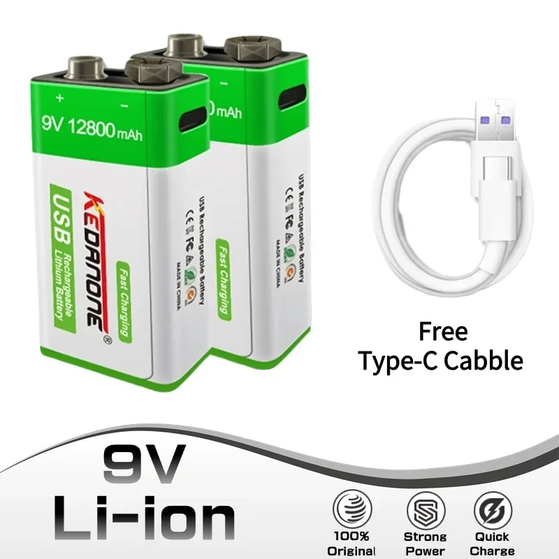 

9V USB Rechargeable Li-ion Battery Micro for Multimeter Microphone Toy Remote Control KTV