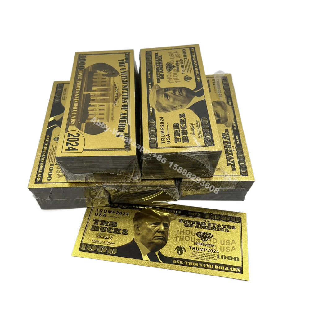 

Wholesale Donald Trump 2024 Fake Money USA Dollar Gold Banknotes Prop Money America Bank Notes Personalized Gift Dropshipping