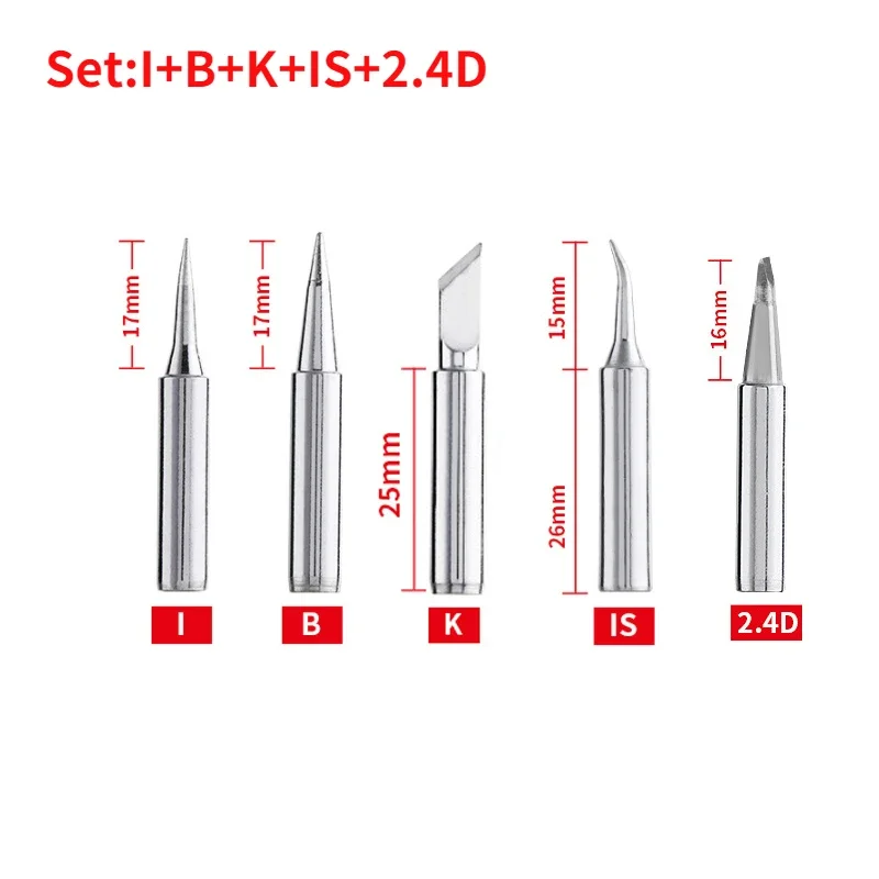 

5/12 шт. I + B + K + 2,4D + 3C паяльник 900M-T набор головок для паяльника внутри горячего электрического паяльника с заостренной головкой