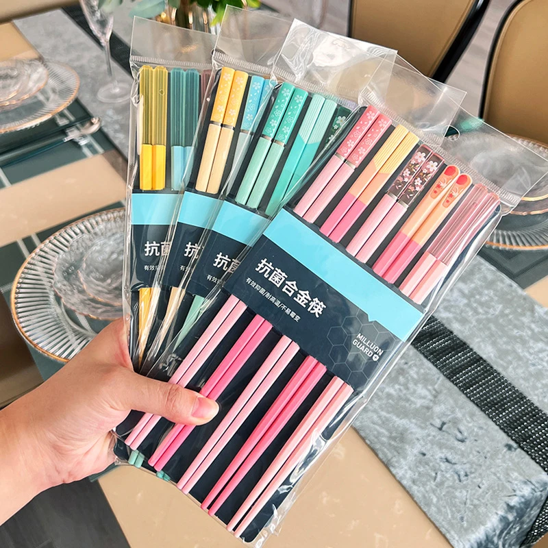 

Reusable For Chopsticks Kitchen Sticks Gift Food 5Pairs Tools Chopsticks Non-Slip Chinese Tableware Chop Sticks