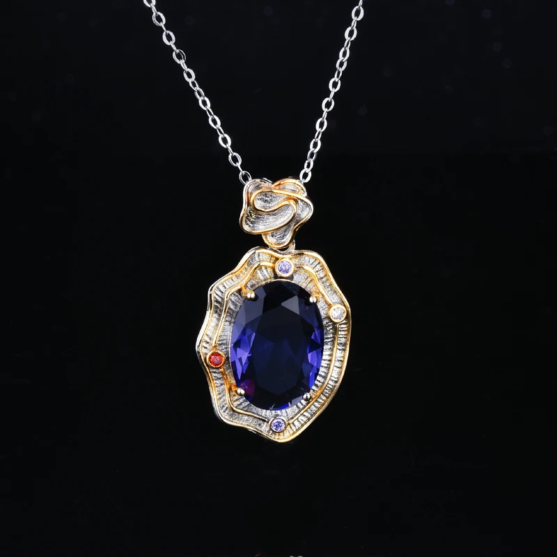 

Очаровательное ожерелье с подвеской в виде цветка инкрустация Сияющий фиолетовый Овальный Циркон класса ААА Роскошные геометрические укр...