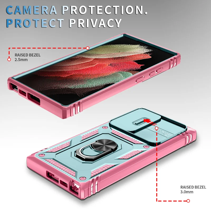Case For Samsung S23 Ultra Plus S22 Ultra A53 A13 A33 5G Heavy Duty with Camera 360 Degree Rotate Kickstand Shockproof Cover