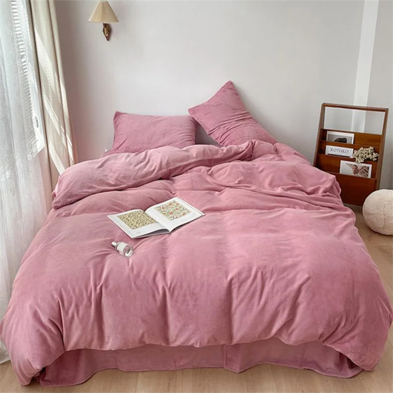 

2021 Korean Style New High Grade Simple Retro Autumn-winter Warm Milk Velvet Bedspread Quilt Cover