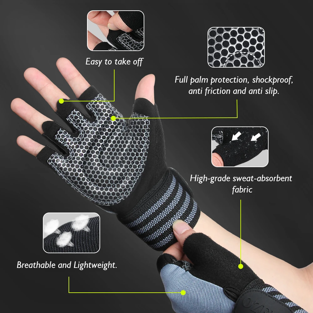 Перчатки OZERO для тяжелой атлетики спортивные перчатки тренажерного зала