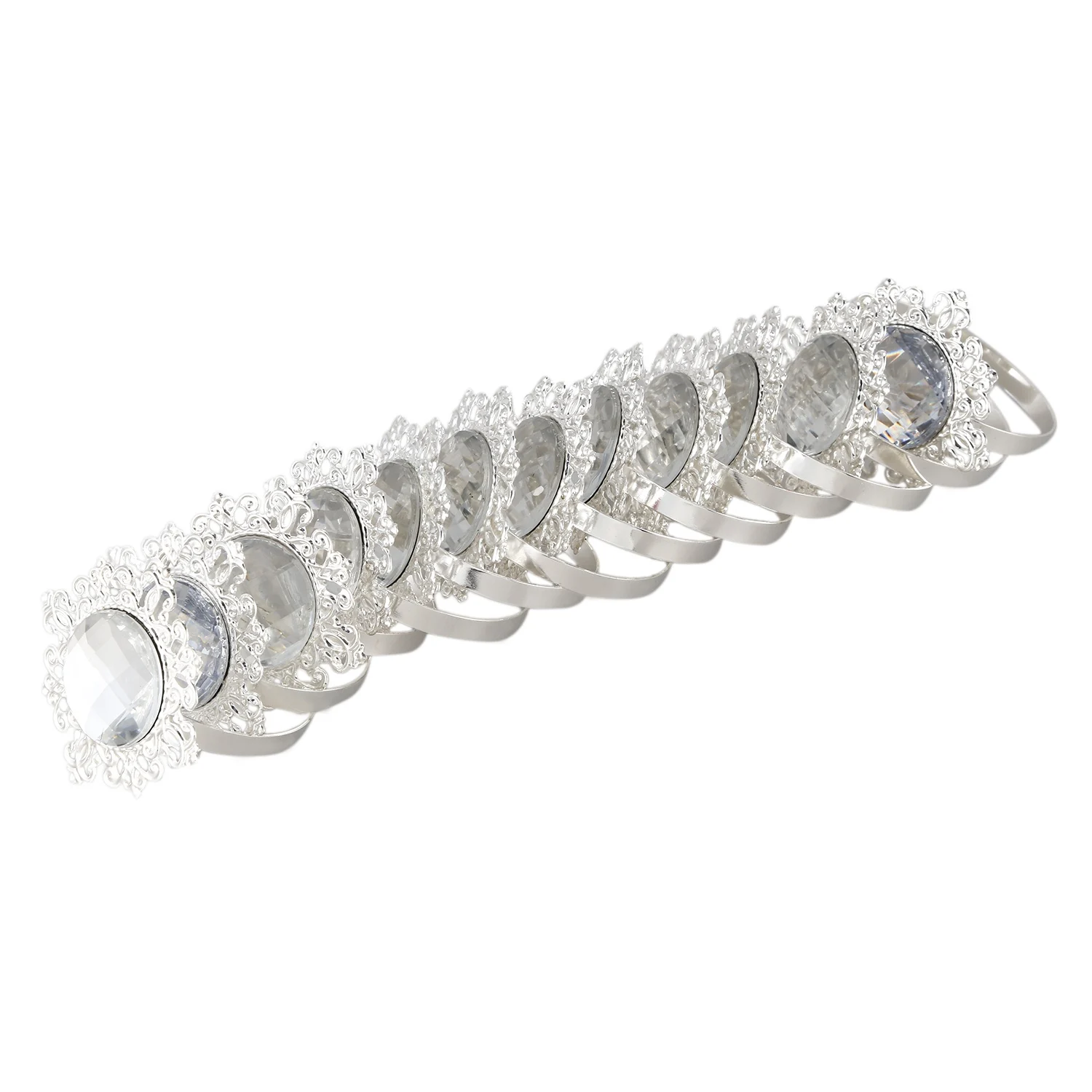 

12 Pieces Napkin Rings Napkin Holder Wedding Dinner Decor Silver