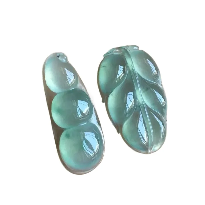 Кулон из нефрита кулон в виде ледяной зеленой фасоли золотые ветки и нефритовые