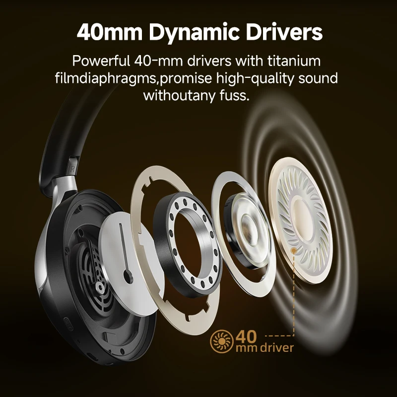 Фото QCY H3 PRO Наушники Bluetooth с ANC, адаптивная гарнитура с активным шумоподавлением 50 дБ, беспроводные наушники LDAC Hi-Res, время воспроизведения 55 ч №4