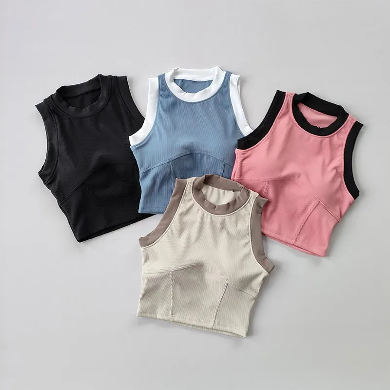 2023 New Yoga Vest Women Sports Bra Gym Fitness Seamless High Impact Padded Underwear Vest Running Bras Workout Top Sports Tops