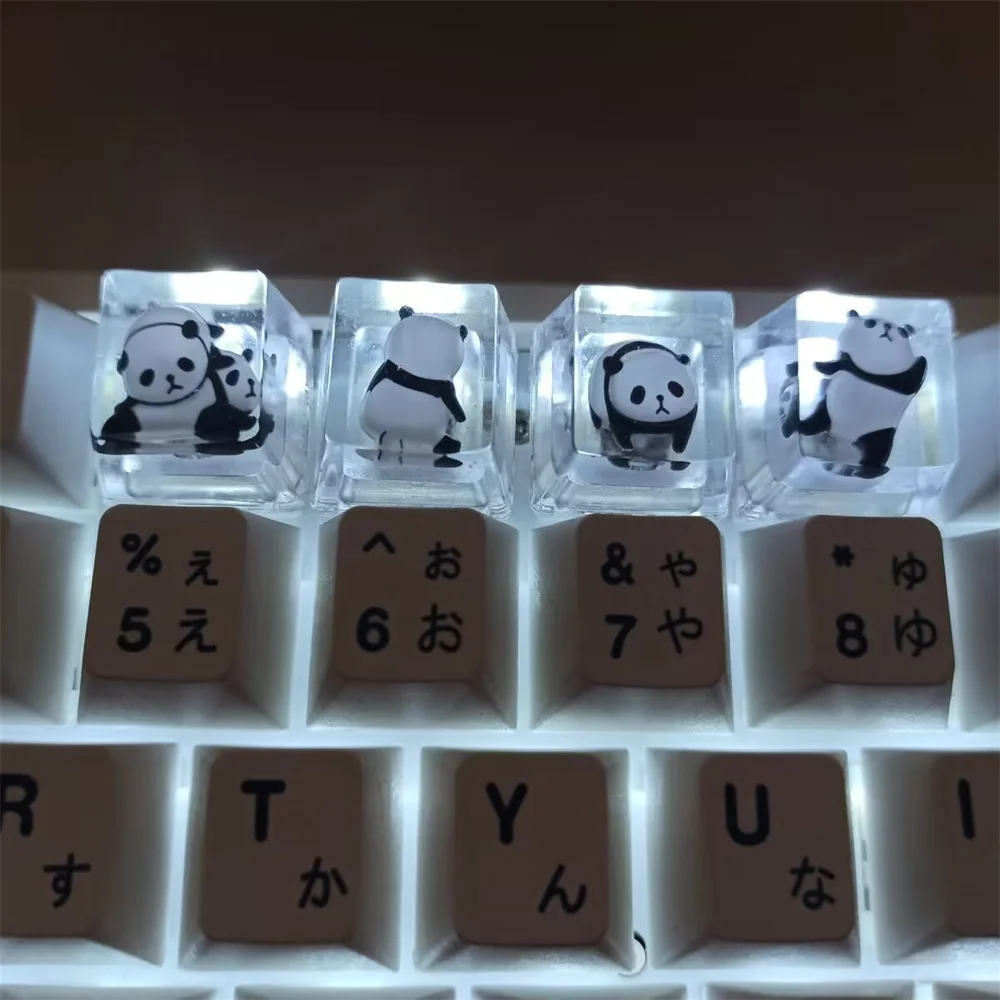 

1Pcs 4Pcs Panda Clear Resin Keycap Mechanical Keyboard Gamer Handmade Custom Crystal Keycaps DIY WASD Arrow ESC Number Mx Switch