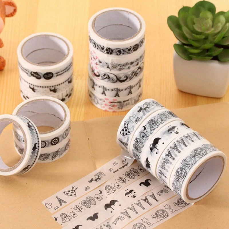 

2pcs DIY Decorative Masking Tape 15mm * 10m Cute Scrapbooking Cartoon Adhesive Tape School Stationery Supplies Random