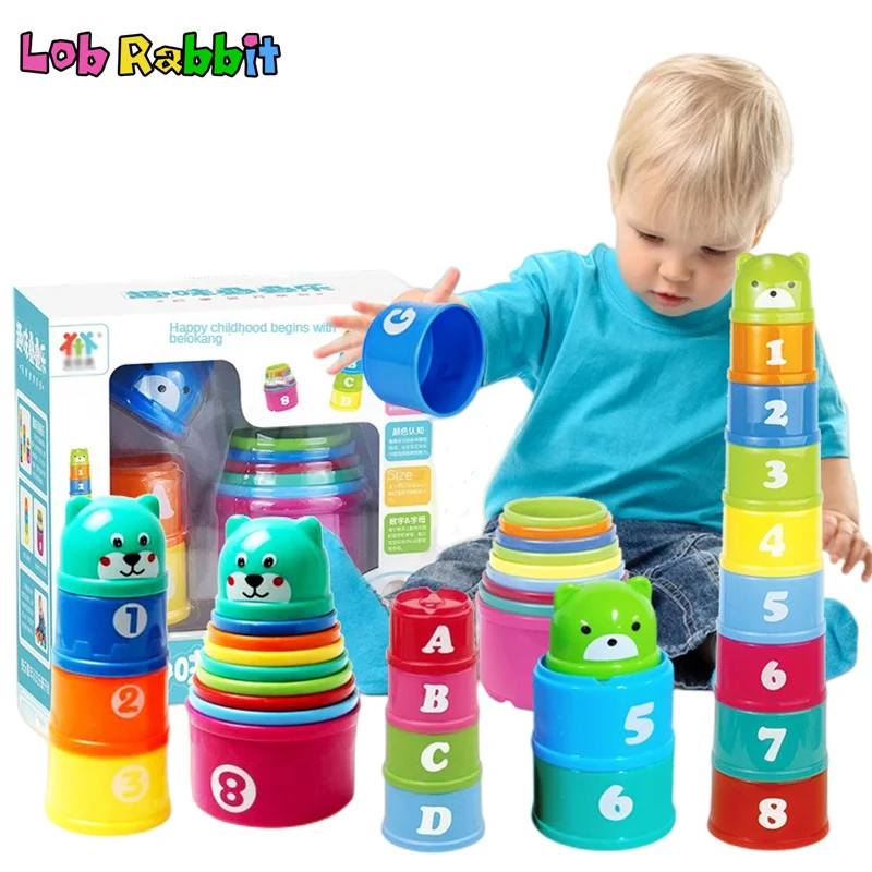 

Fun Stacked Cups Toddler Toys Colour Letter Number Kids Enlightenment Education Montessori Bathing Beach Games Stacking Toys