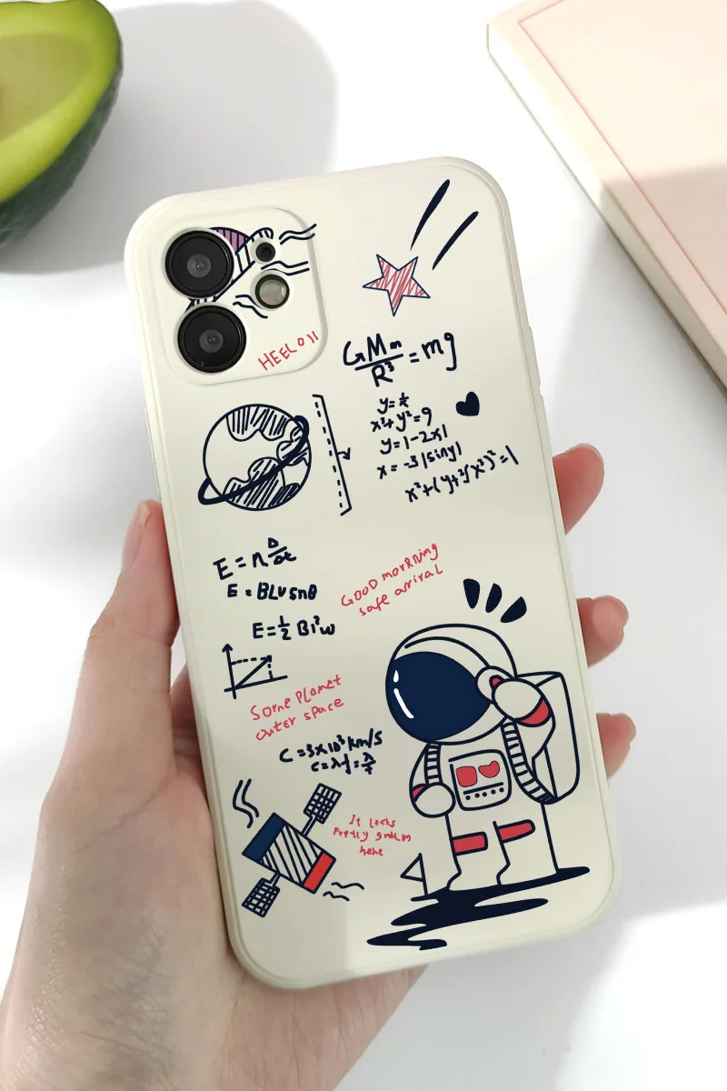 

Cartoon Astronaut Planet Case for IPhone 11 12 13 Pro Max Mini X XS XR MAX SE 2020 8 7 6 6S Plus 5s Soft Silicone TPU Back Cover
