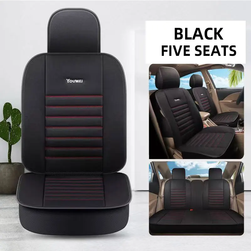 

Linen All-Inclusive Car Seat Cover Four Seasons Front and Back Linen Fabric Cushion Breathable Car Protection Pad Auto Parts