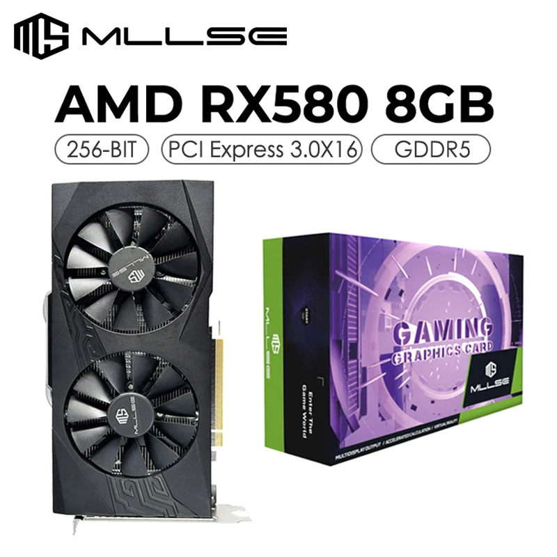 MLLSE RX 580 8GB 2048SP Radeon Gaming GPU GDDR5 256-bit PCI Express 3.0 ×16 Computer
