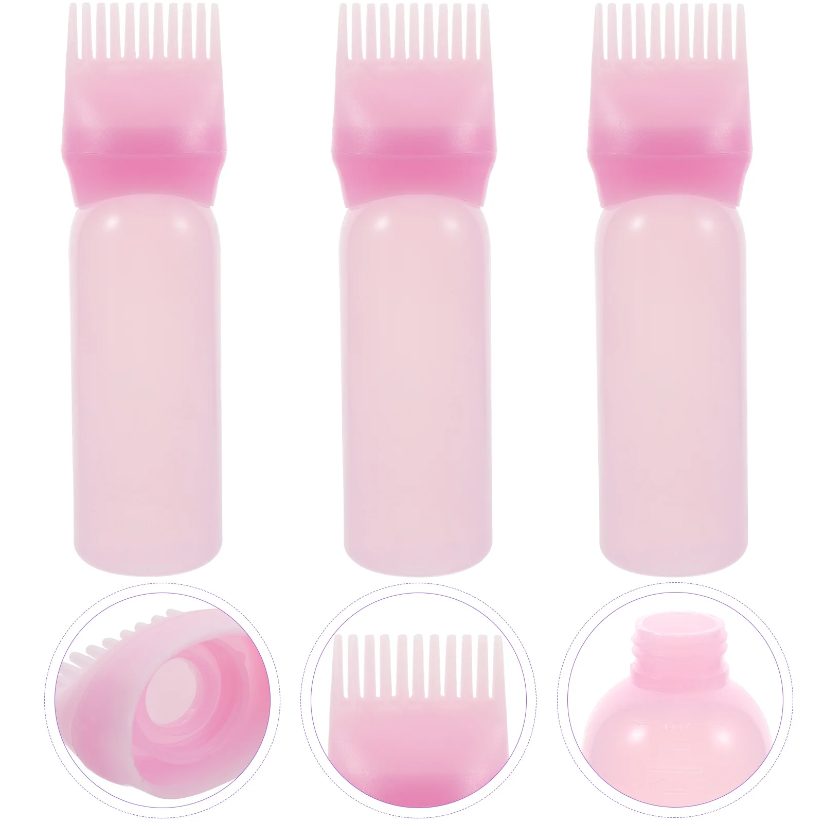 3 Pcs Shampoo Color Hair Dye Medicine Bottle Oil Applicator Hair Scalp Plastic Root Comb Color