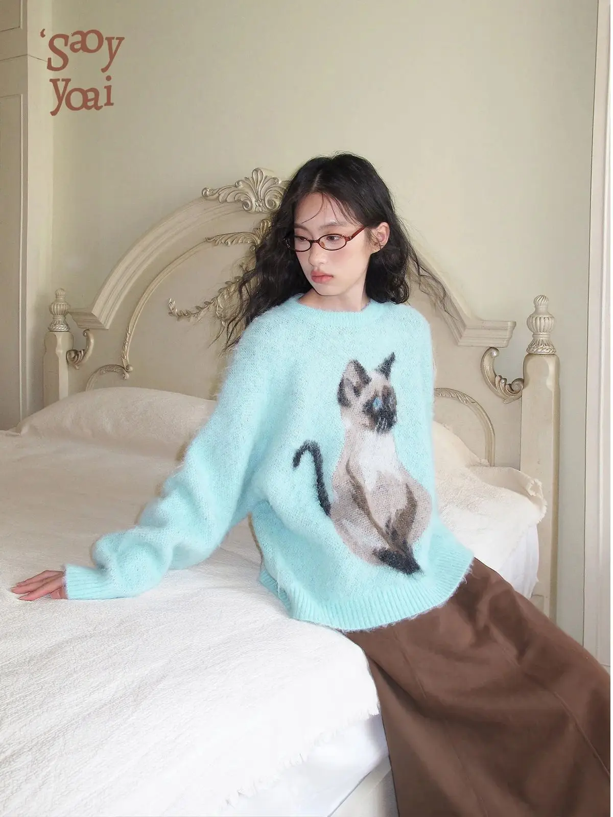 Зимние женские корейские пуловеры из мохера Shoujo милый приятный свитер с длинными