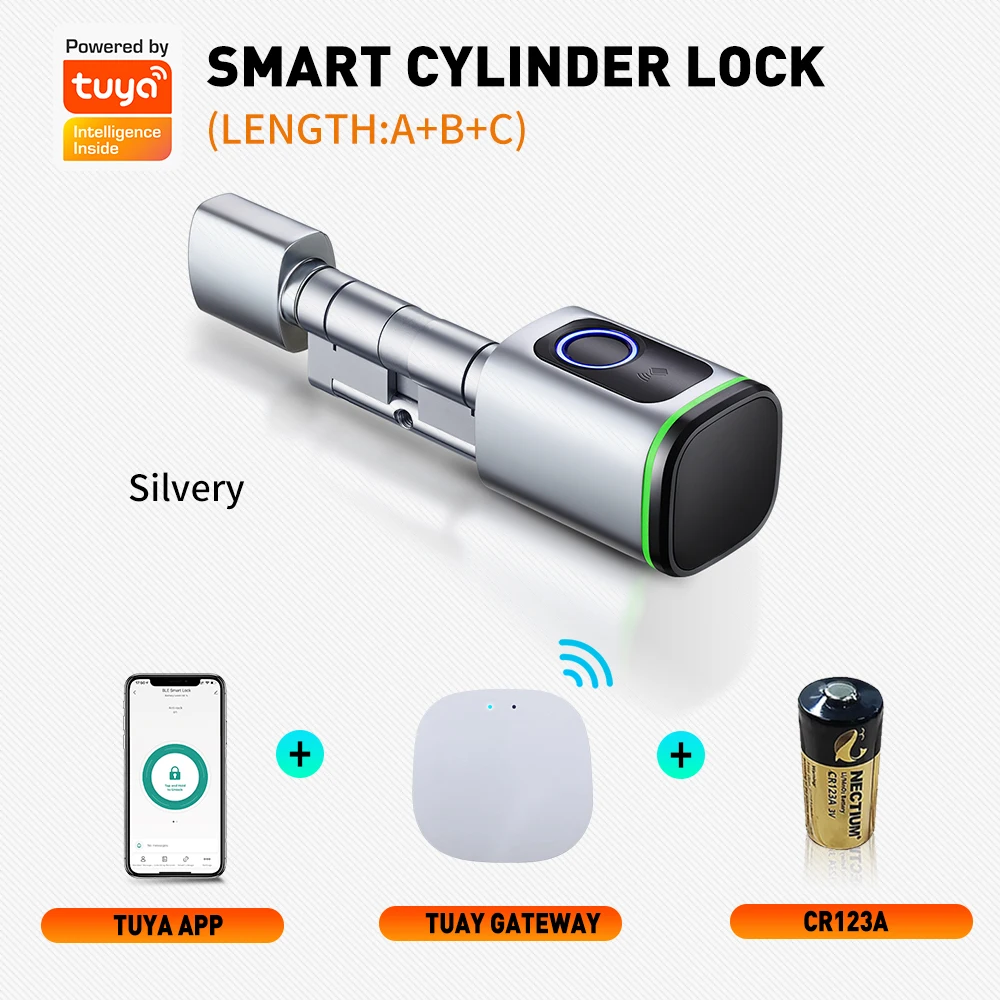 

Электронный цилиндр для европрофиля Tuya BLE с датчиком отпечатков пальцев