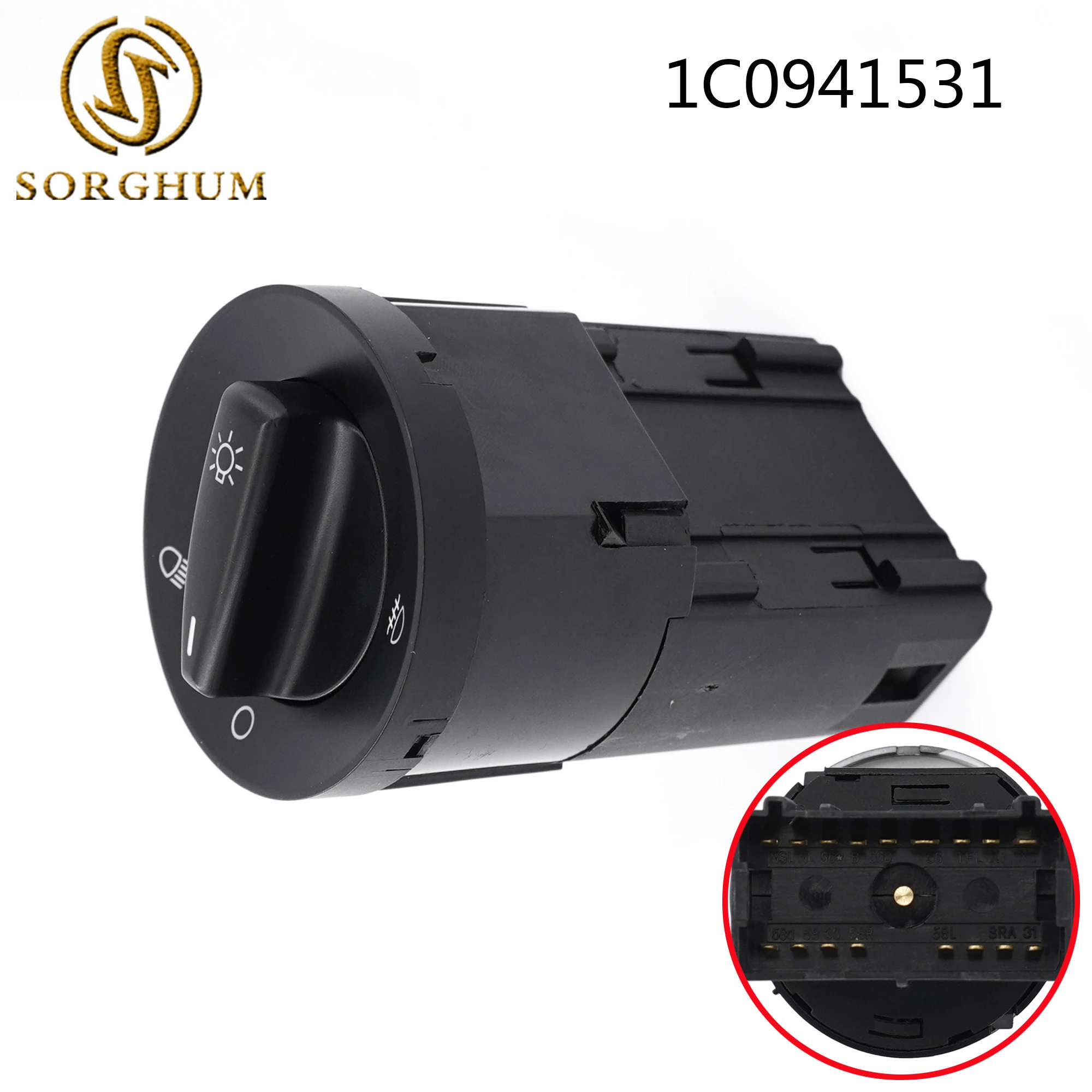 Sorghum 1C0941531 Headlights Headlamp Fog Light Switch Rotary Button For Volkswagen VW Jetta MK4 Bora Golf Passat 5 Beetle
