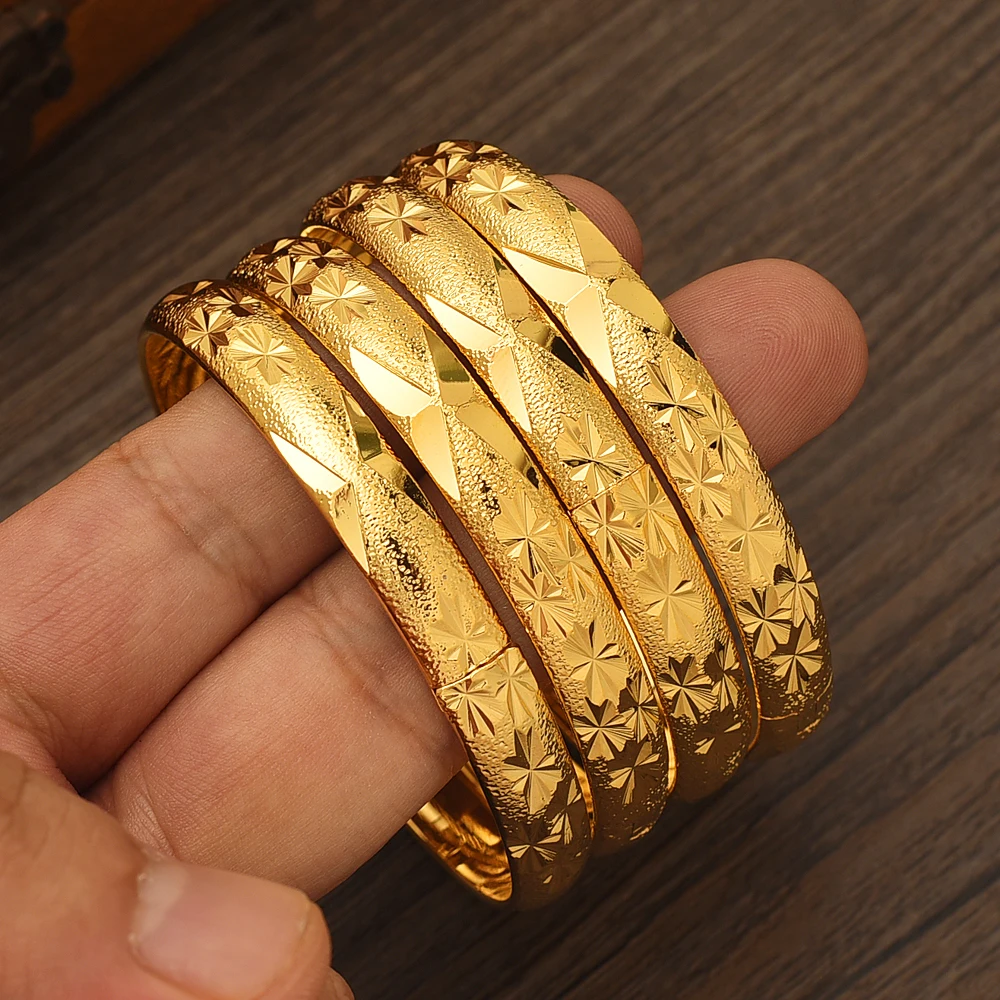 

24K Openable Gold Bangle for Women Dubai Bridal Wedding Ethiopian Bracelet Africa Arab Jewelry Charm Gift