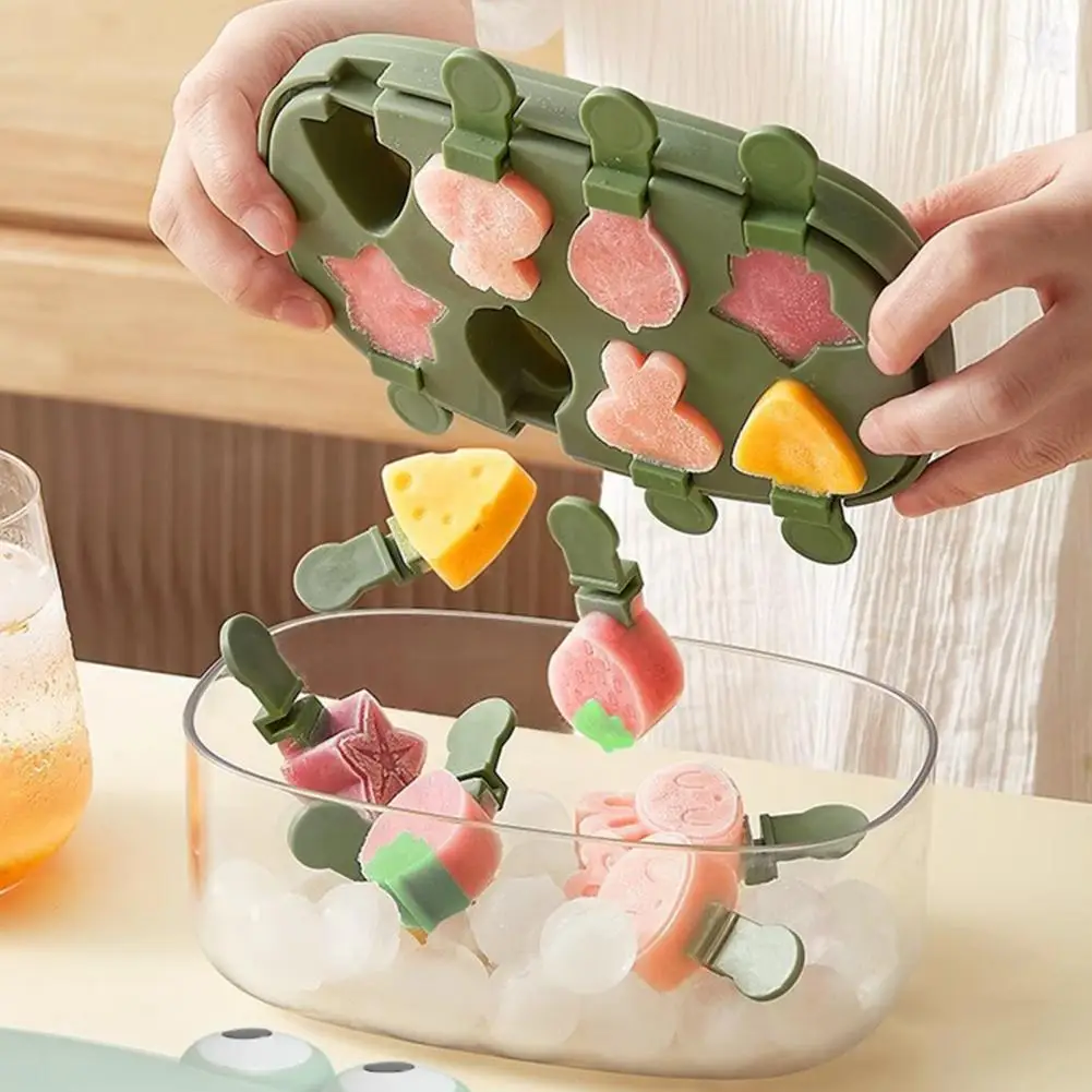 Фото Diy Popsicle Maker Ice Cube Maker Силиконовые формы для мороженого без BPA для детей Машина для мороженого с 8 полостями и легкосъемкой для Diy №2