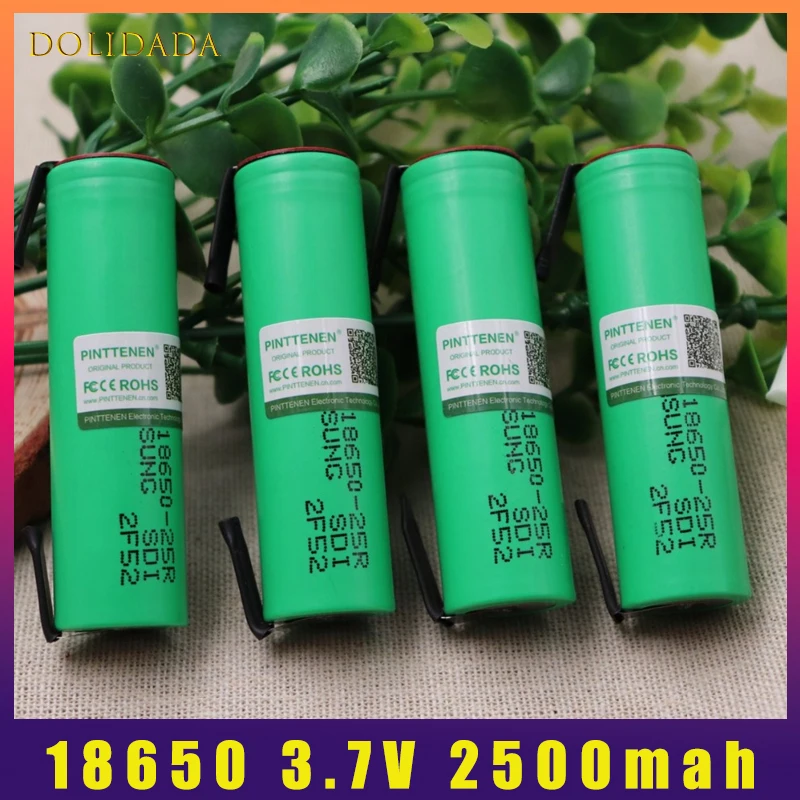 

2500mAh 3.6V INR 18650 Battery 20A Li-ion Lithium Rechargeable Batteries for-Samsung INR18650 25R Cell with Nickel Sheets