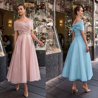 2021 new wedding guest dresses bridesmaid robes off the shoudler pink backless sexy a line prom vestidos con tul daily ritual