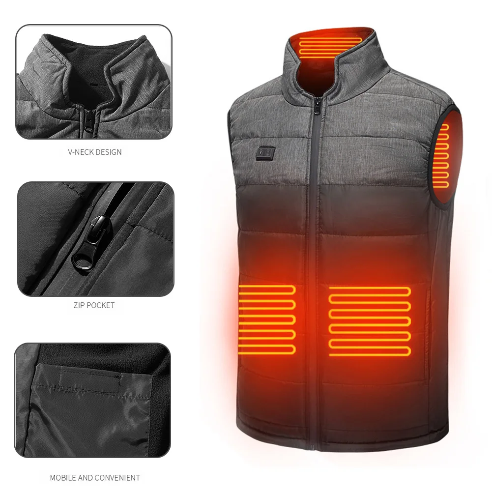 

Men Thermal Sleeveless Usb Infrared Zipper Heated Vest Winter Riding Climbing Camping Outdoor Hiking Warm Adjustable Modes