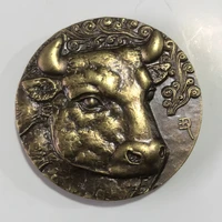exquisite retro pure copper zodiac ox commemorative coin chapter home handicraft collection fine workmanship