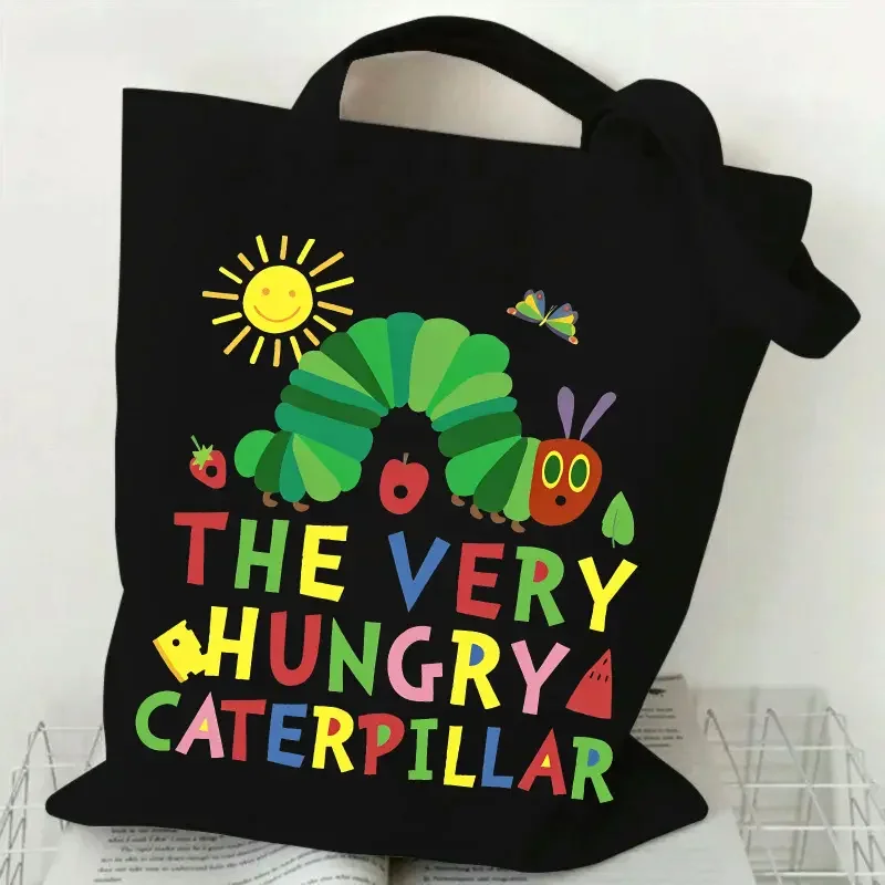 Фото Сумка-шоппер The Very Hungry for CATERPILLAR: прочная, моющаяся, многоразовая, с ярким дизайном в стиле книги №1