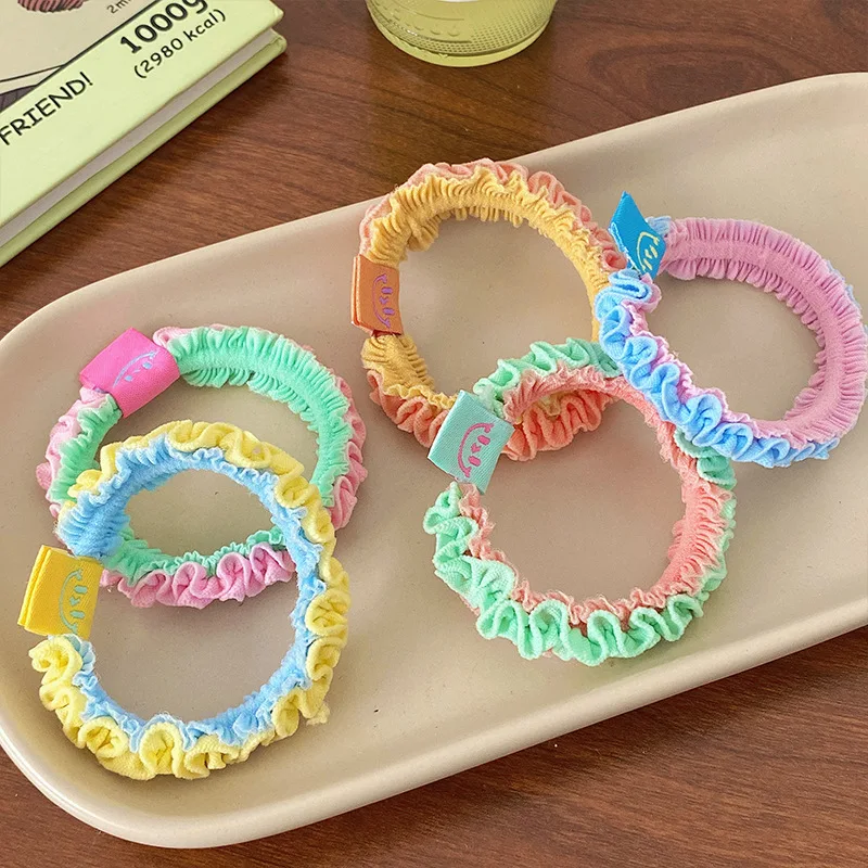 

2 Pcs Candy Elastic Girl Hair Tie Ruffled Lace Hair Band Scrunchie Ponytail Holder Fashion Hair Rope Accessories for Girls Women