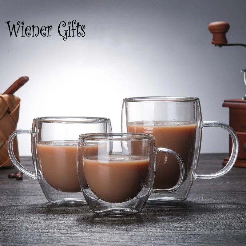 

Double Wall High Borosilicate Glass Mug Heat Resistant Tea Milk Lemon Juice Coffee Water Cup Bar Drinkware Lover Gift Creativity