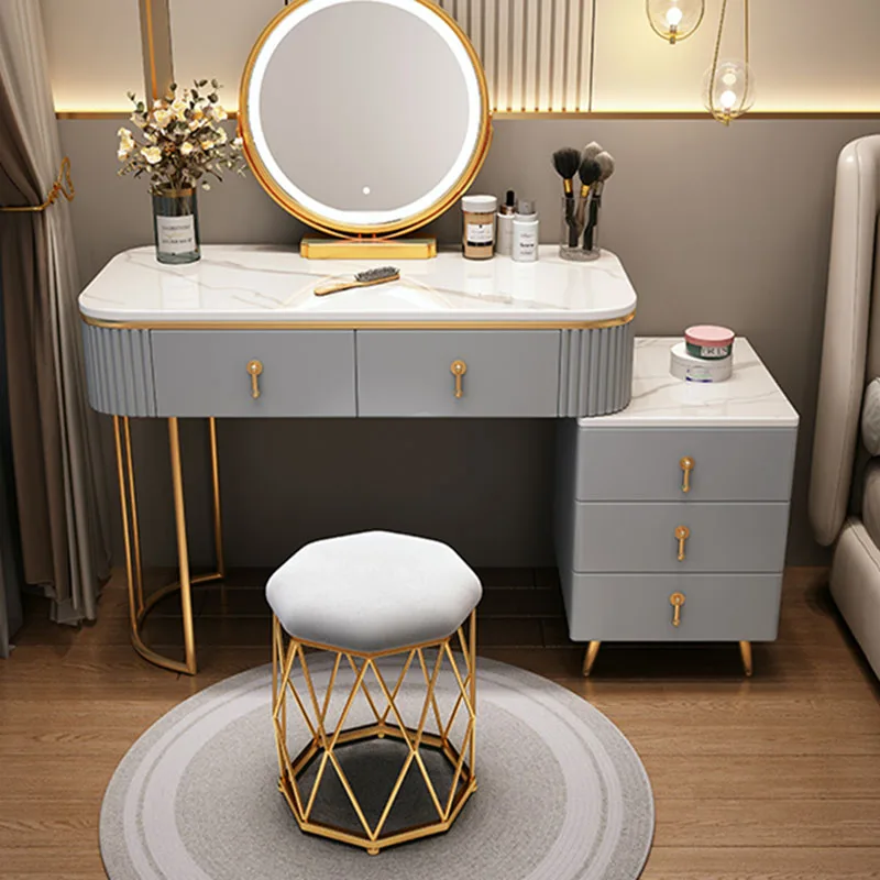 

Drawers Dressing Table Coffee Bedside Mirror Cosmetic White Desk Makeup Storage Luxury Coiffeuse De Chambre Modern Furniture