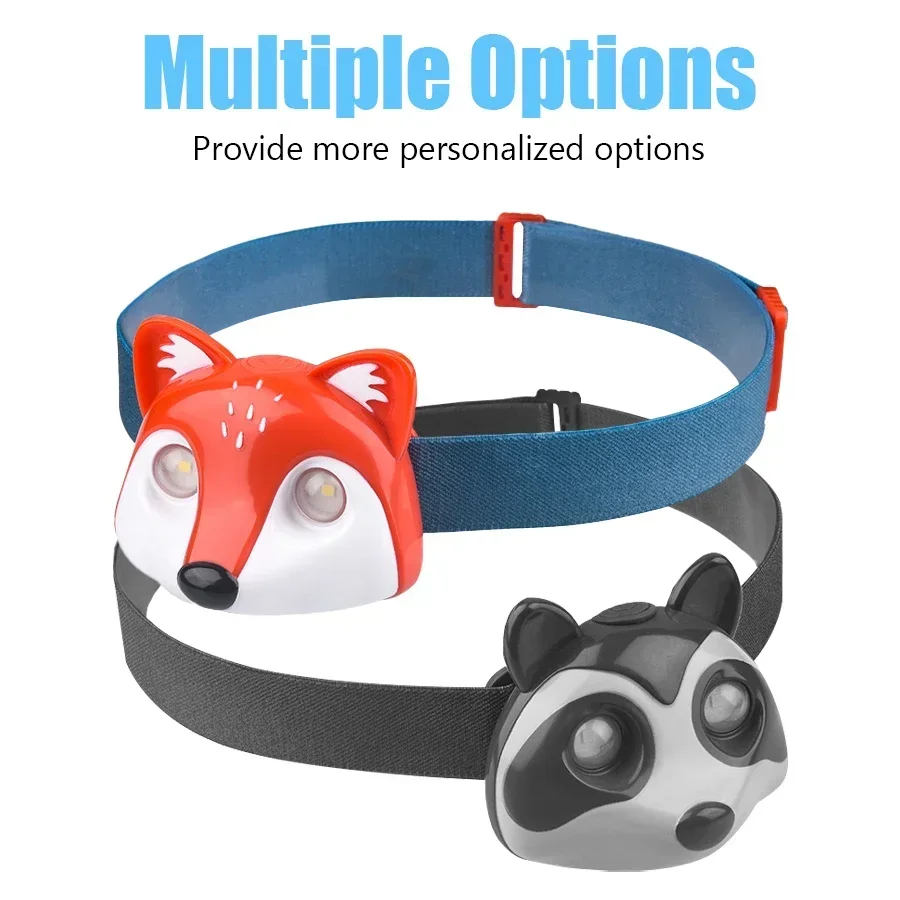 BALDR милый детский светодиодный налобный фонарь в форме лисы и енота Type-C