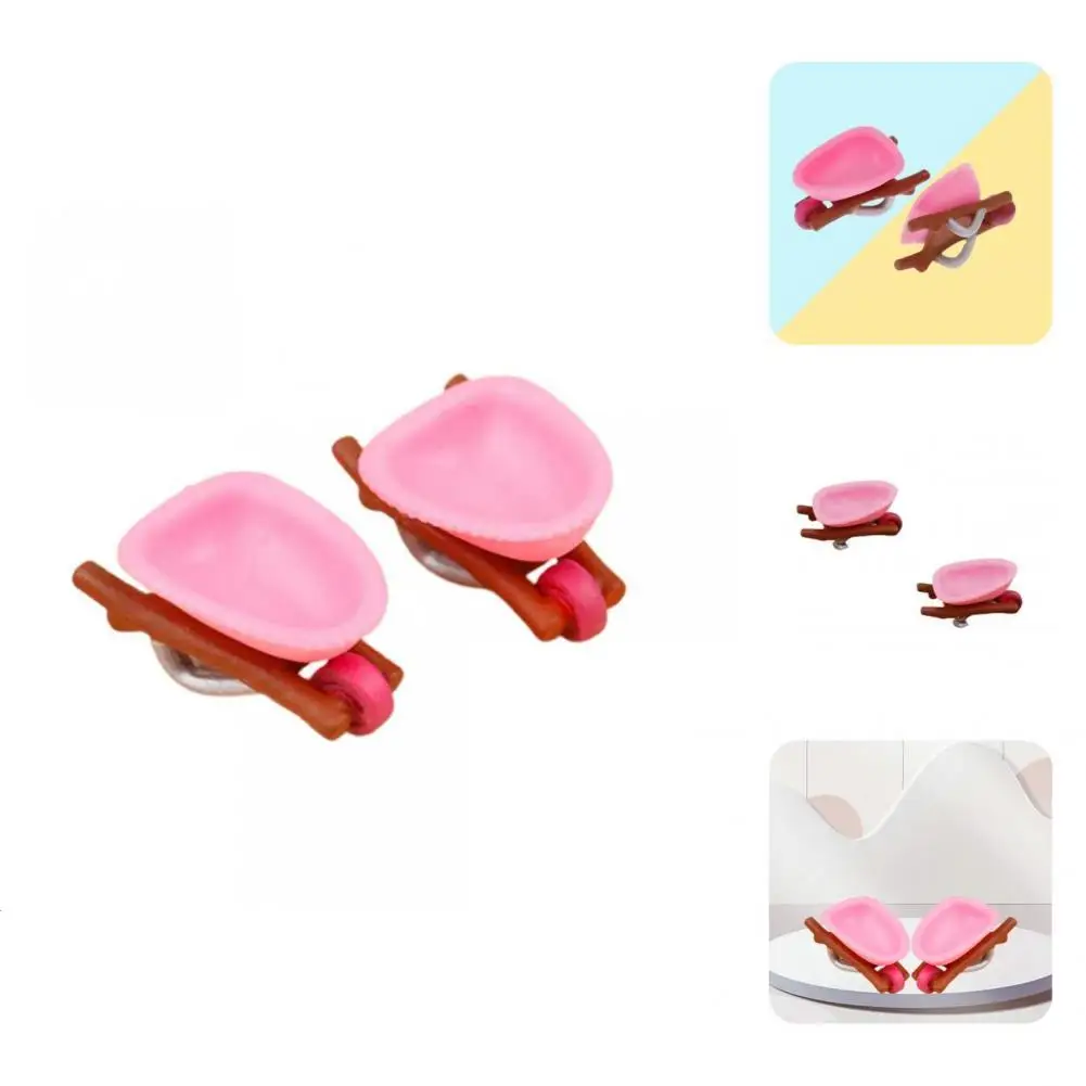 

2Pcs Miniature Cart Lightweight Detailed Vivid Dollhouse Mini Cart Model Dollhouse Trolley for Micro Landscape