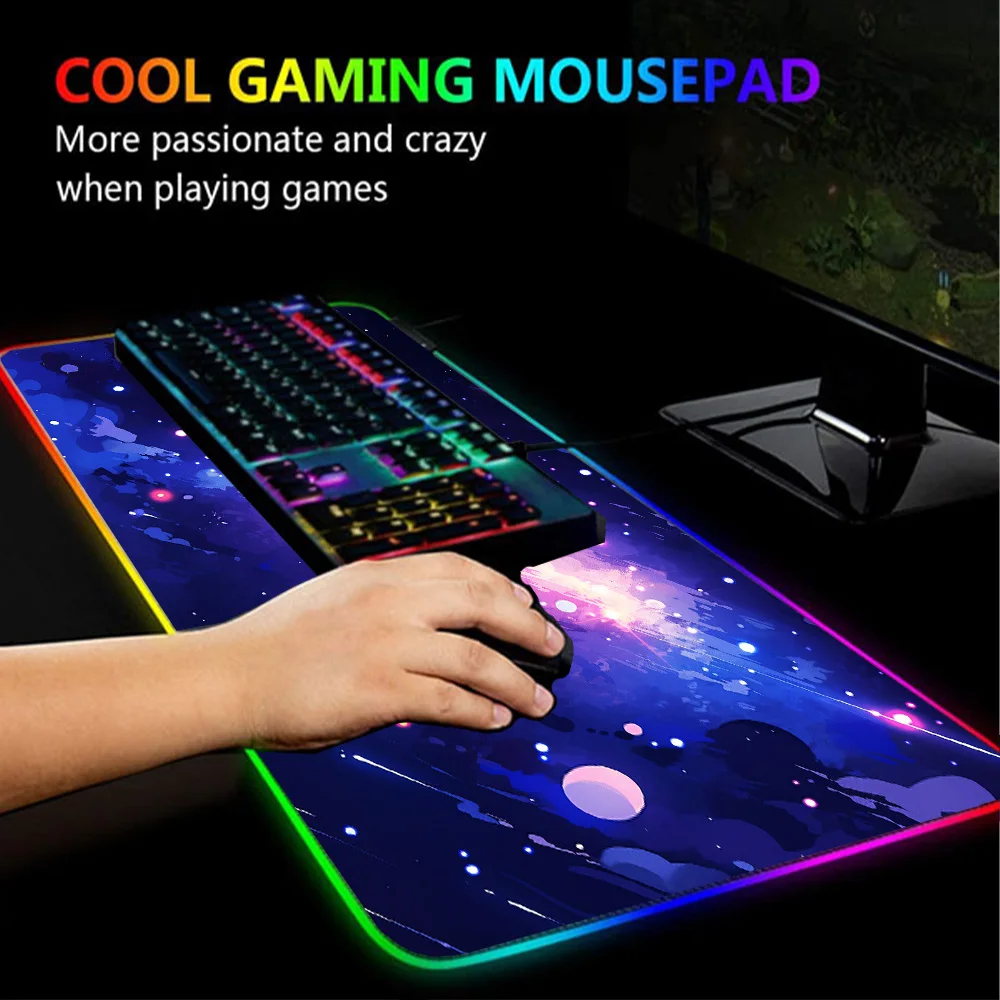Фото Светодиодный коврик Universe с подсветкой Starfield Galaxy Mause Ped Rgb Milky Way Gamer Room Decoration Space Mousepas Giant Gaming Mat №5