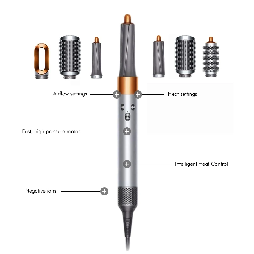 8 in 1 Hair Dryer Brush Styling Tool Styling Comb Ironic Hair Care Straightener Brush Air Wrap Curling Wand Detachable Brush Kit