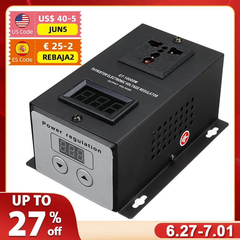 

10000W AC220V High Power SCR Electronic Voltage Regulator Temperature Speed Adjust Controller Dimmer Power Thermostat Controller