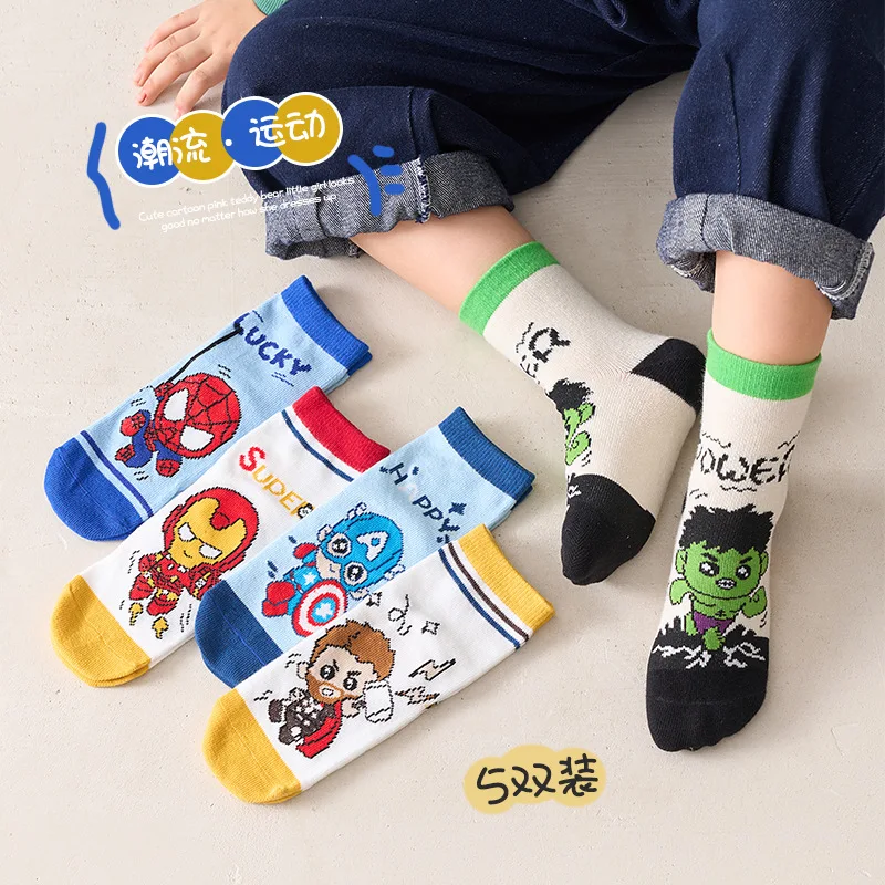 Носки детские с героями мультфильмов на осень/зиму 5 пар