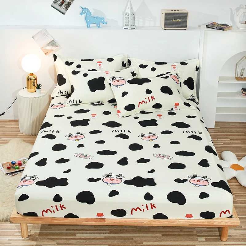 

Cute Cartoon Bedspread on the Bed With Elastic Band Double Mattress Cover For Girl Bed Linen Fitted Sheet Queen King Size
